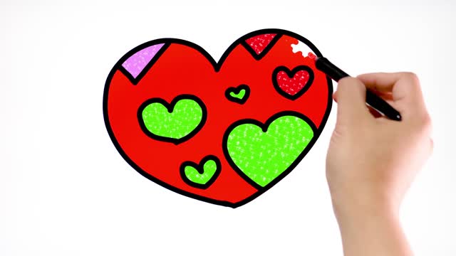 Drawing and Coloring for Kids - How to Draw Hearts