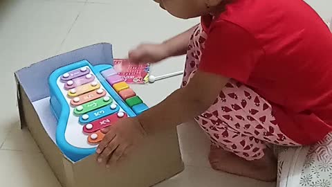 2 year old trying to play ABCD on Xylophone