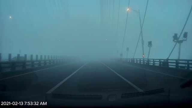 Driving road full of fog