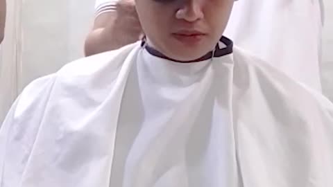Woman mushroom cut