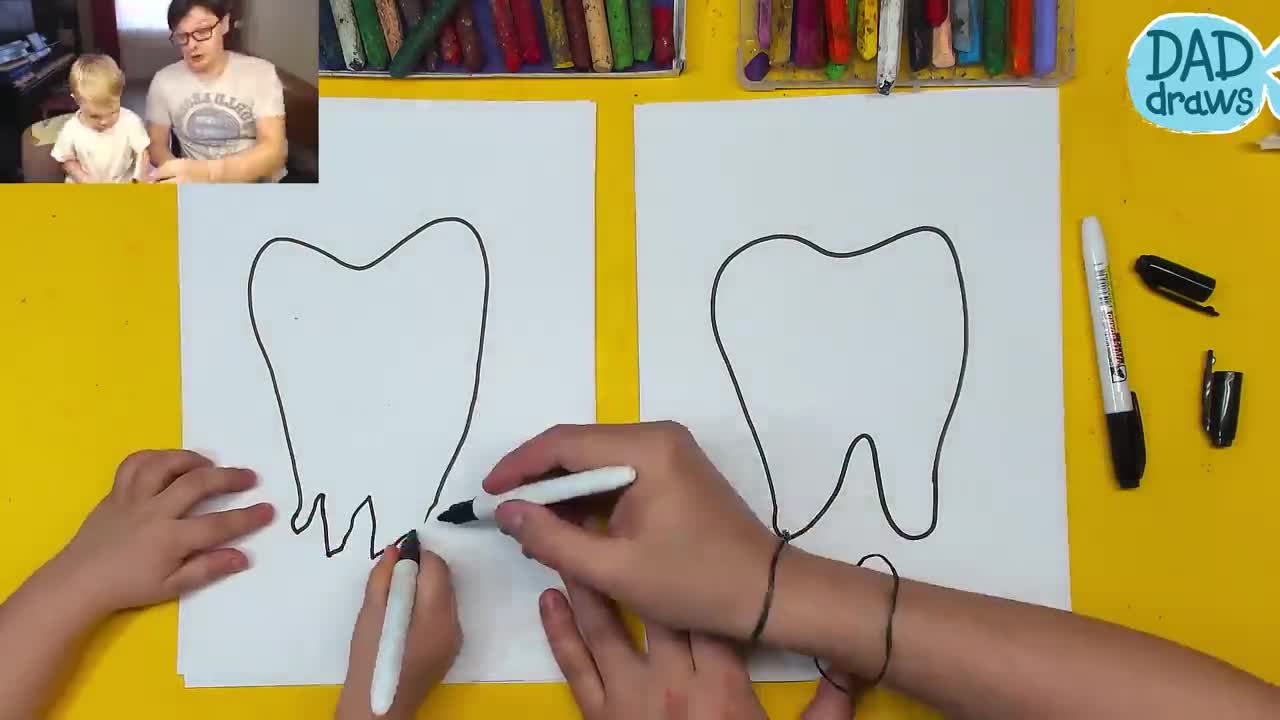 How to draw a Tooth, Toothpaste, Toothbrush