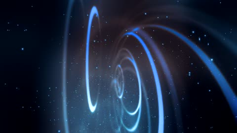 Light rings moving in space, render