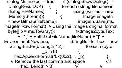 c Image to byte array then to hex in the format of 0x