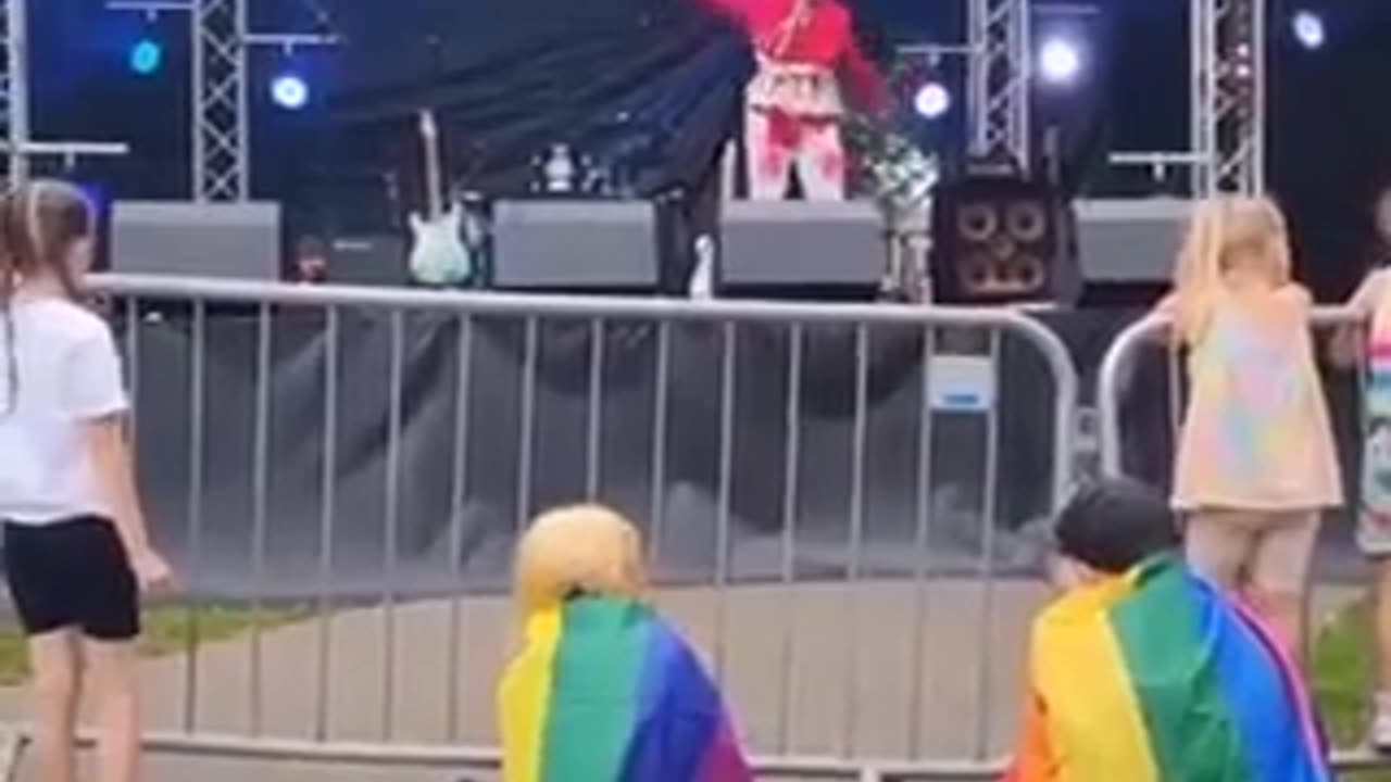 Norwich UK: A bloodied drag queen throws tampons at children as part of his act...