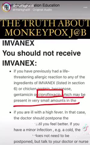 WARNING: Monkey Pox Vax Contains Most Deadly Antibiotic Ever Created "Cipro"