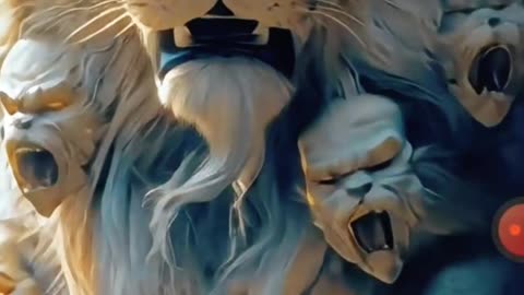 "Epic White Lion Transformation: Multi-Headed Beast with Fire! 🦁🔥 | AI Animation" #ai #cute #funny