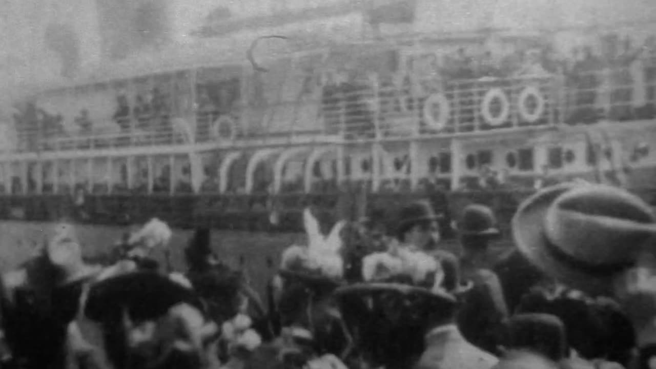 Steamship "Coptic" At Dock (1897 Original Black & White Film)