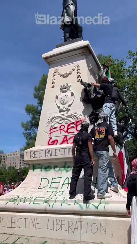 American Revolutionary War hero General Rochambeau vandalized. The statue was...