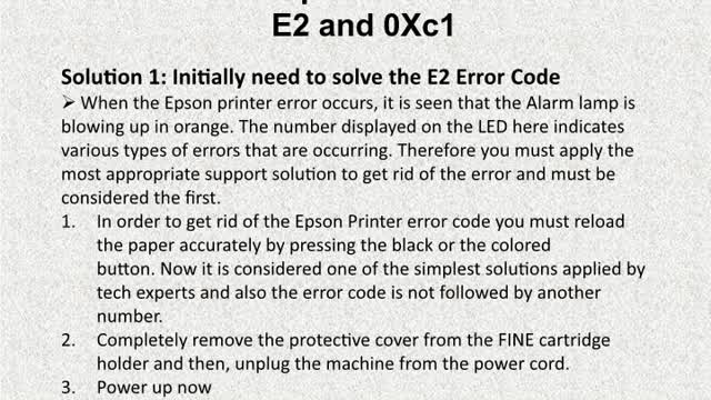 Solution To Fix Epson Printer Error Codes E2 and 0Xc1