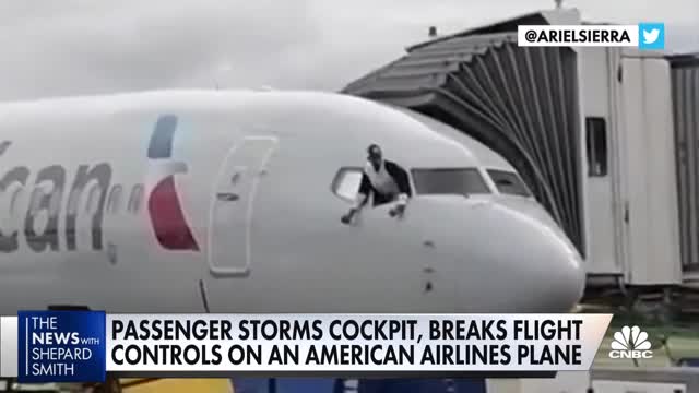 Passenger storms cockpit, breaks flight controls on an american airline's plane