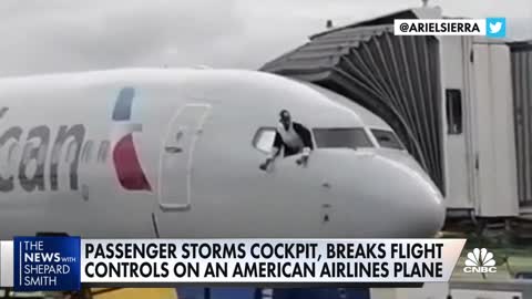 Passenger storms cockpit, breaks flight controls on an american airline's plane