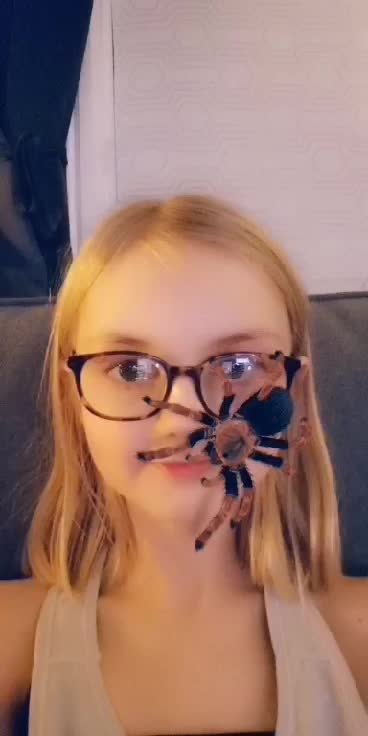 Girl gets scared of filter af spider
