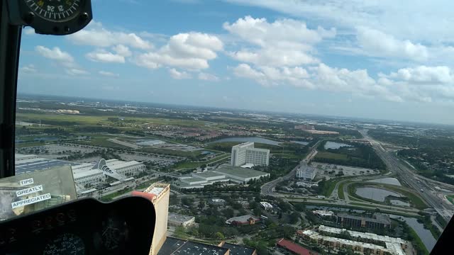 Cute Girl Screams in an Amazing Beautiful Helicopter Ride Top view