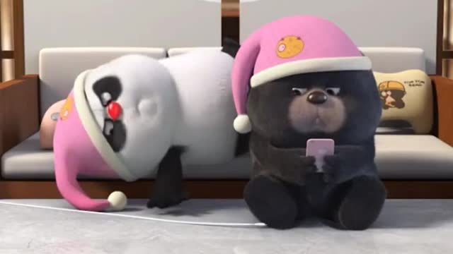 panda & bear cute fight