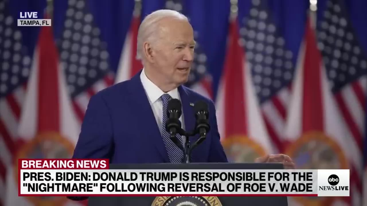 Trump responsible for overturning Roe v. Wade, Biden says