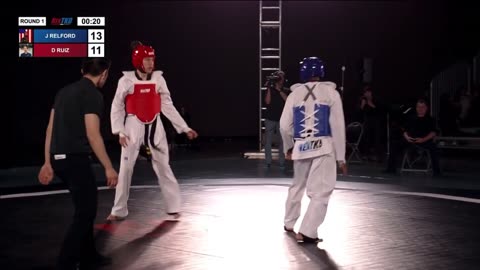 NEXTKD 2: 01-26-24, MATCH #5 JORDAN RELFORD (BLUE 5’11” 165lbs) VS DIEGO RUIZ (RED 6’1” 165lbs)