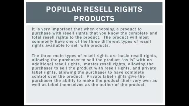 Popular Resell Rights Products