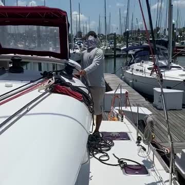 Rigging work being done on SV Imagine