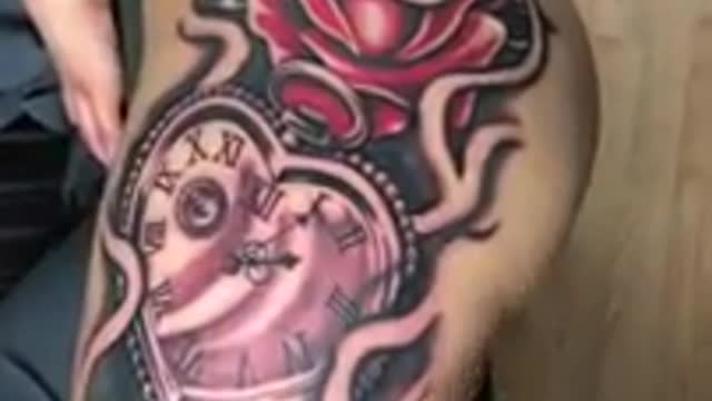 Thigh Tattoo 10 hours - Tattoo Time Lapse - #shorts tattoo tips #girltattoo