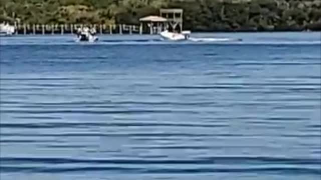 Driver Falls Out of Boat and it Hits Dock