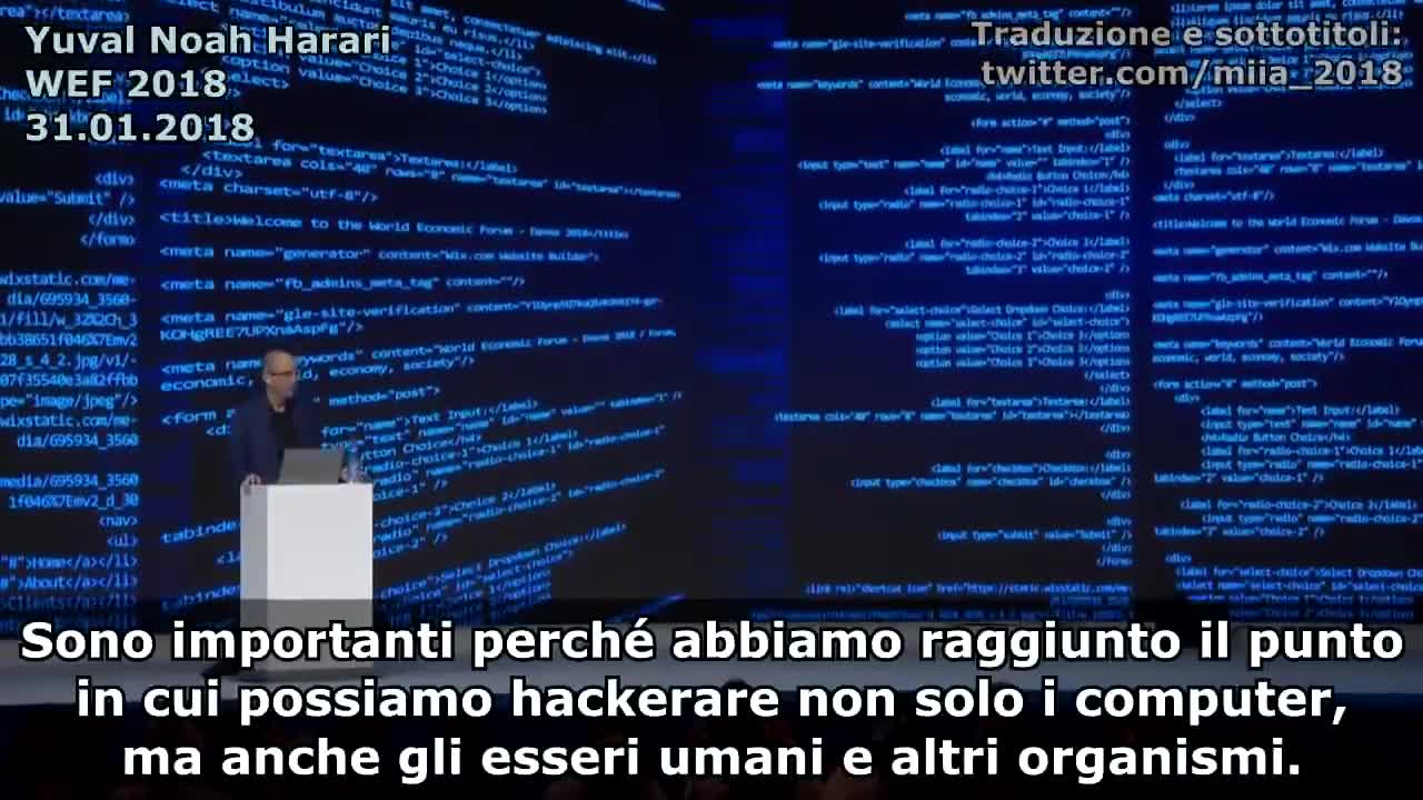 Discorso agghiacciante di un certo Professor Harari al "World Economic Forum 2018", sulla fine dell'Homo sapiens e l'avvento di esseri hackerati e ingegnerizzati. SIAMO IN MANO A DEI PAZZI PERICOLOSI!! 😱👎