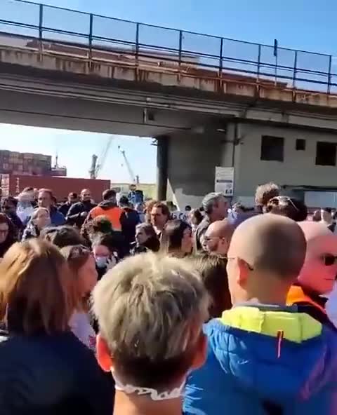 Genoa, Italy: Dock workers strike to protest vaccine passports