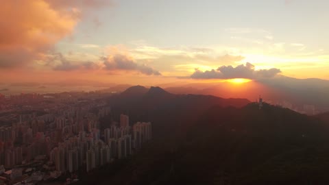 Sunset Hill Top Landscape Sky Cloud Mountain Top 4K