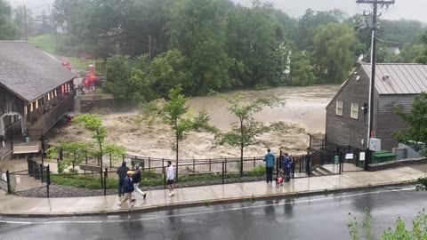 Flooding at Quechee Falls