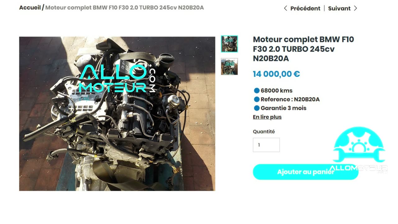 ALLOMOTEUR.COM - Moteur complet BMW F10 F30 2.0 TURBO 245cv N20B20A