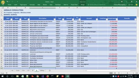 Membuat aplikasi akuntansi berbasis Excel - vid 8 - Sample Transaction