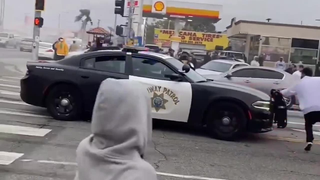 zero respect trying to break up street takeover on Atlantic/Olympic in East LA.