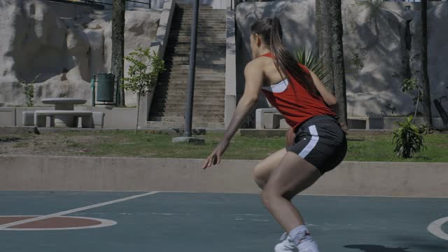 Player dribbling basketball