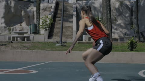 Player dribbling basketball