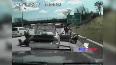 Dashcam Shows Woman Nearly Runs Over Officers During Traffic Stop