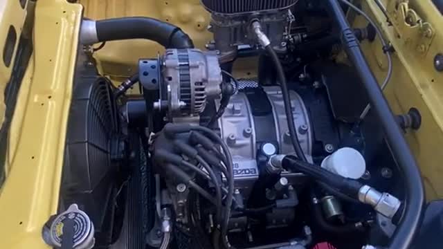 Automobile internal configuration shows repair engine.