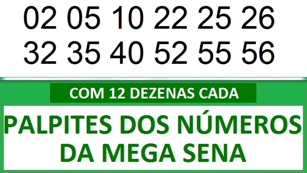 PALPITES DOS NÚMEROS DA MEGA SENA COM 12 DEZENAS xm xn xo xp xq xr xs xt xu xv xw xx