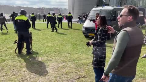 March 20, 2021 Dutch Police Fire Water Cannon and beat Lockdown protestors.