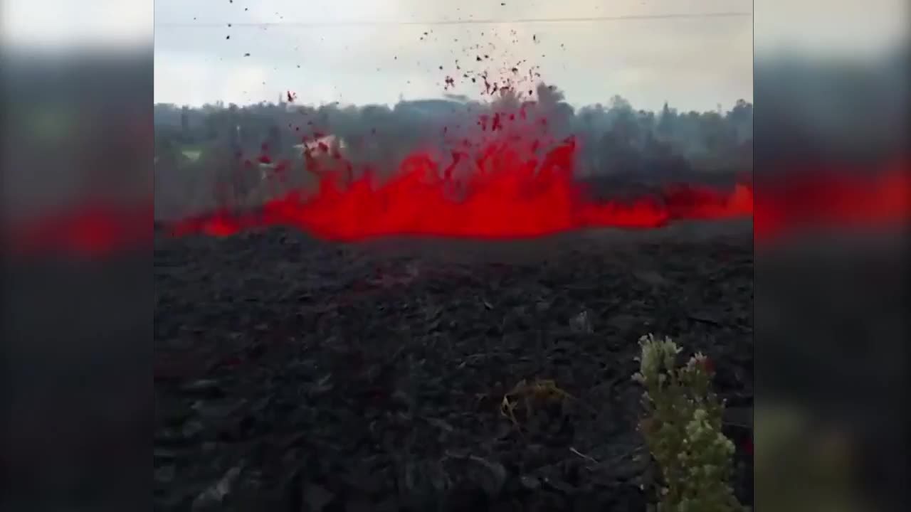 Fiery bright orange lava from Kilauea flows through Hawaii