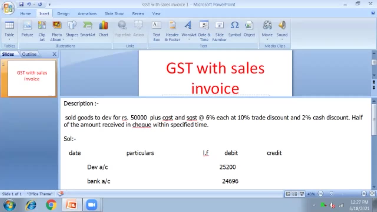 GST sales with adjustments & Tally accounting full course