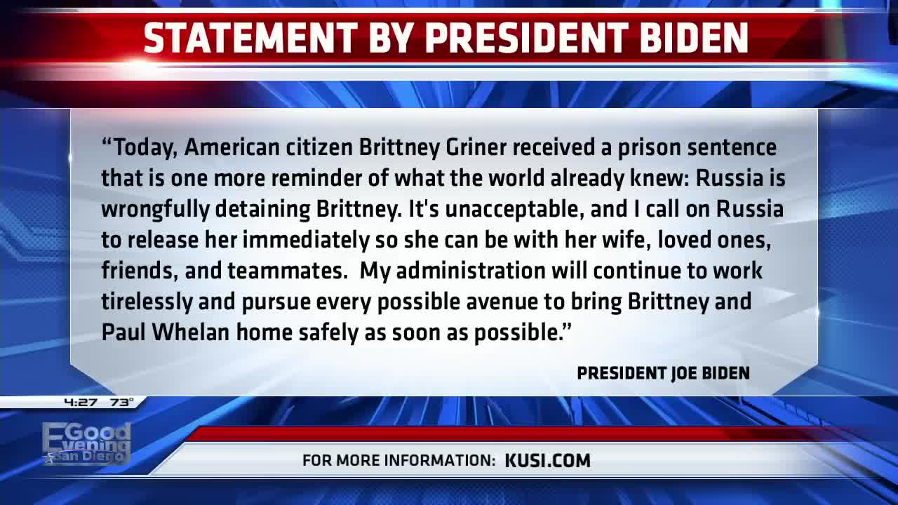 WNBA star, Brittney Griner, sentenced to nine years in Russian prison