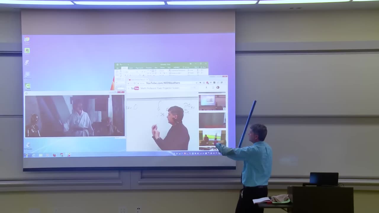 Math Professor Fixes Projector Screen (April Fools Prank)