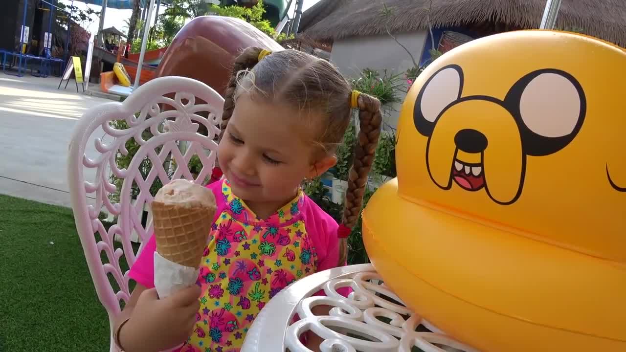 Diana and Papa have fun at the water park