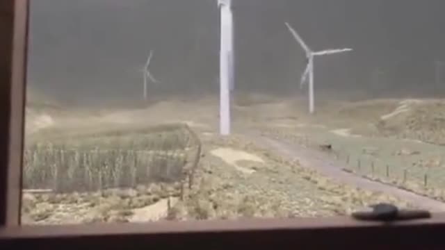 Due to heavy wind and rainfall. Wind turbine broke into pieces