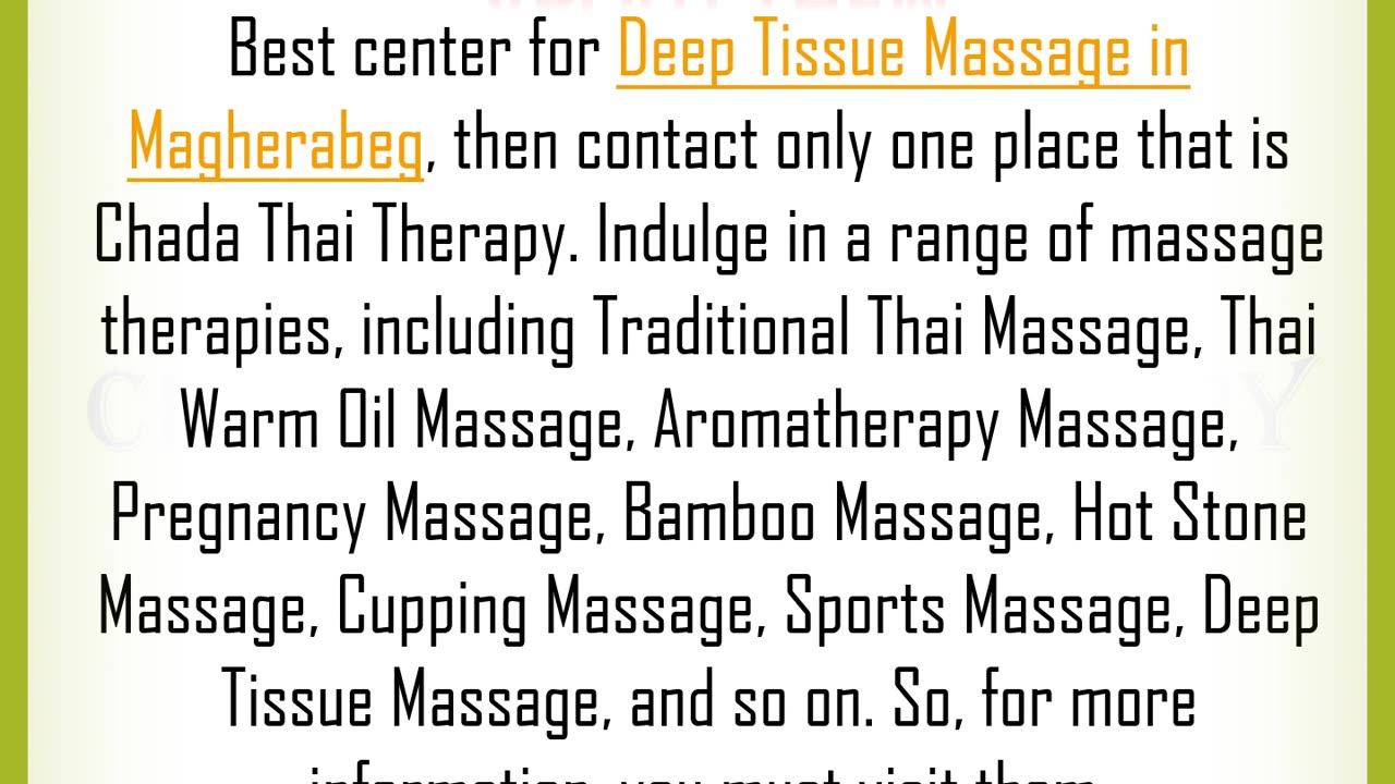 Best center for Deep Tissue Massage in Magherabeg?