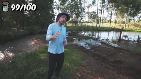 Mr. Beast construindo 100 poços