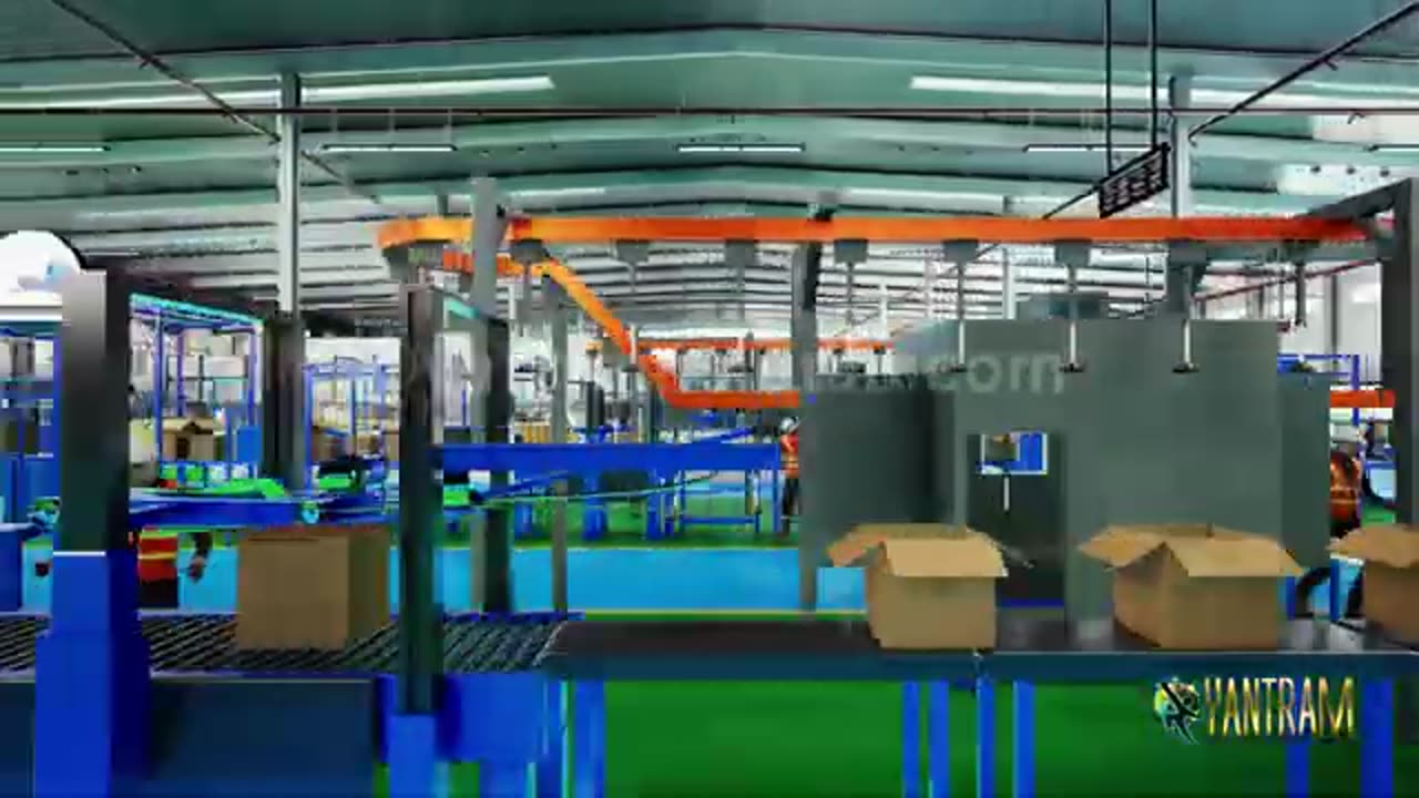 Revolutionizing Industry: 3D Architectural Walkthrough of a Futuristic Factory in Mass Production