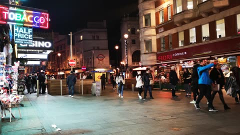 People Walking On A Commercial Street At Night