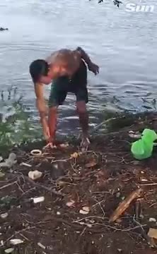 Heart-stopping moment swimmer faces race for his life as alligator closes in