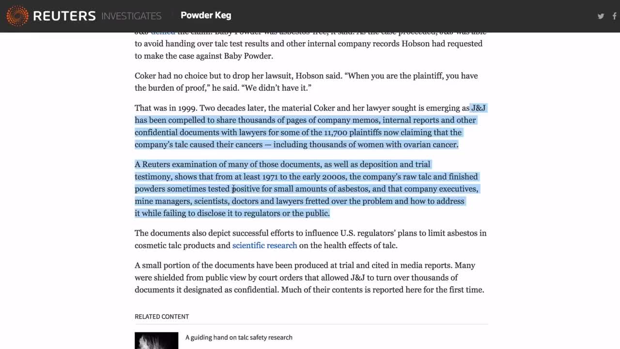 Asbestos Found in Baby Powder. You'll Never Guess How J&J Respond!... #PropagandaWatch