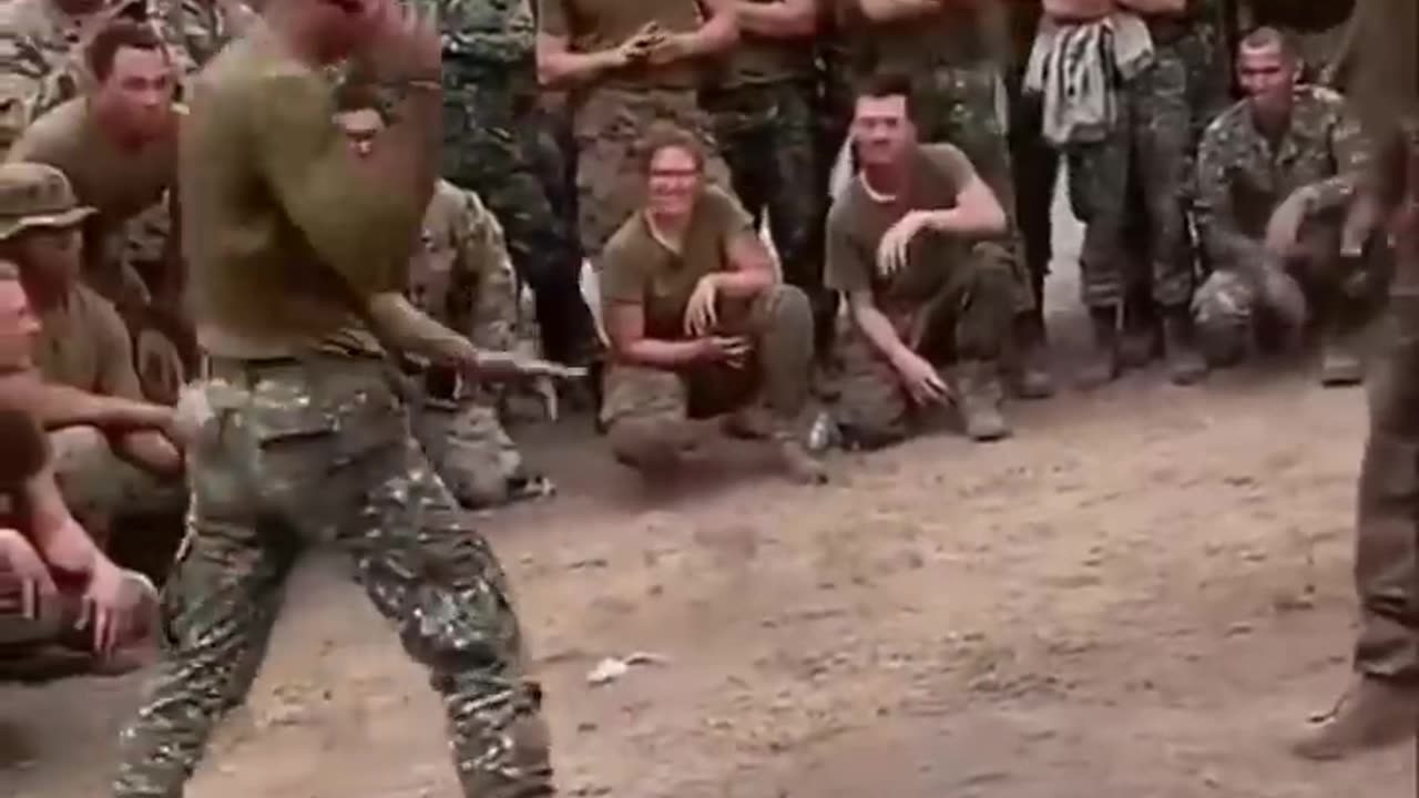 Friendly Knife Fighting Between Philippine Marine And USMC